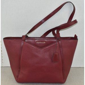 Michael Kors Womens Whitney Red Purse Leather Tote Shoulder Bag